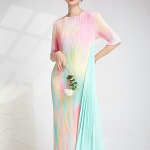 High-end niche resort style pleated gradient skirt